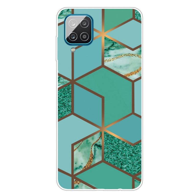 Cover Samsung Galaxy A12 Sort Mobilcover Geometrisk Marmor