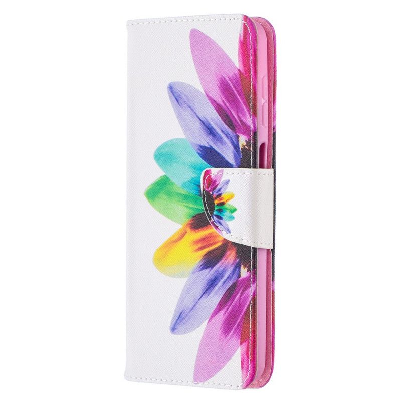 Flip Cover Læder for Samsung Galaxy A12 Akvarelblomst