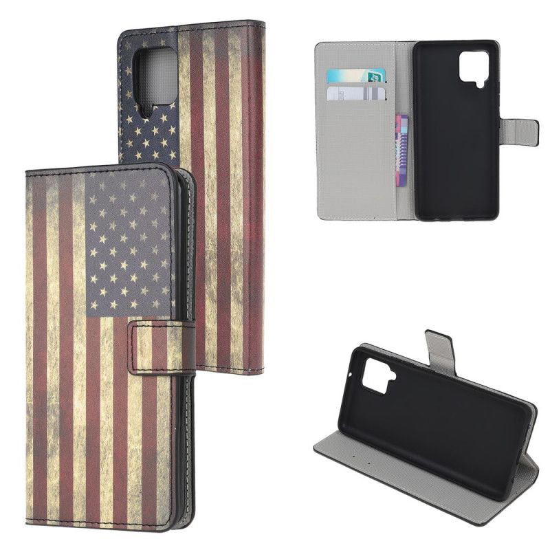 Flip Cover Læder for Samsung Galaxy A12 Amerikansk Flag