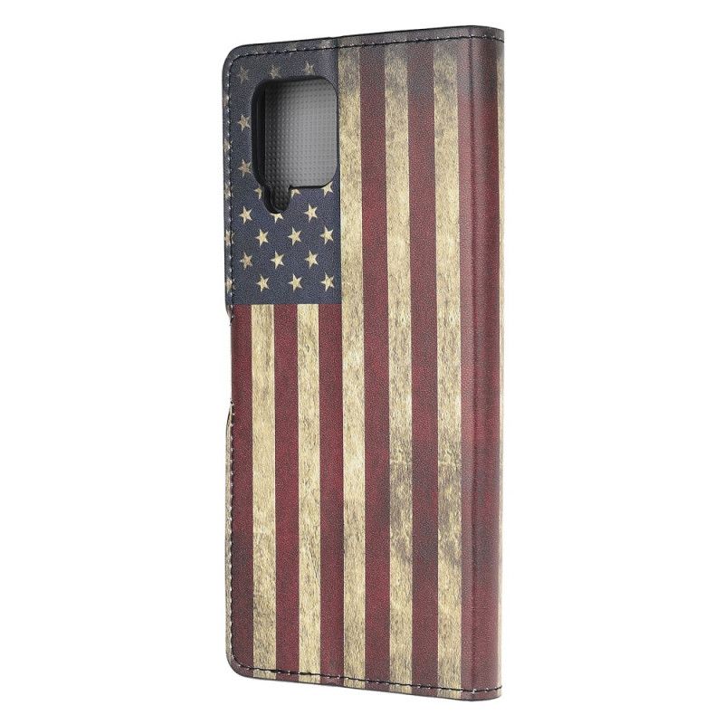 Flip Cover Læder for Samsung Galaxy A12 Amerikansk Flag