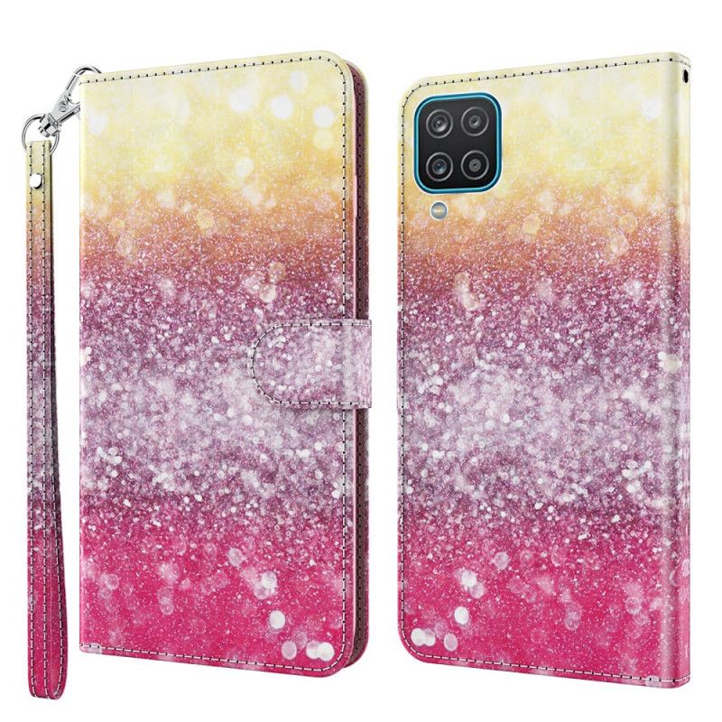 Flip Cover Læder for Samsung Galaxy A12 Gradient Magenta Glitter