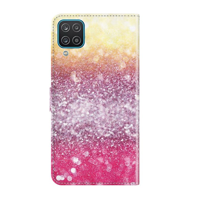 Flip Cover Læder for Samsung Galaxy A12 Gradient Magenta Glitter