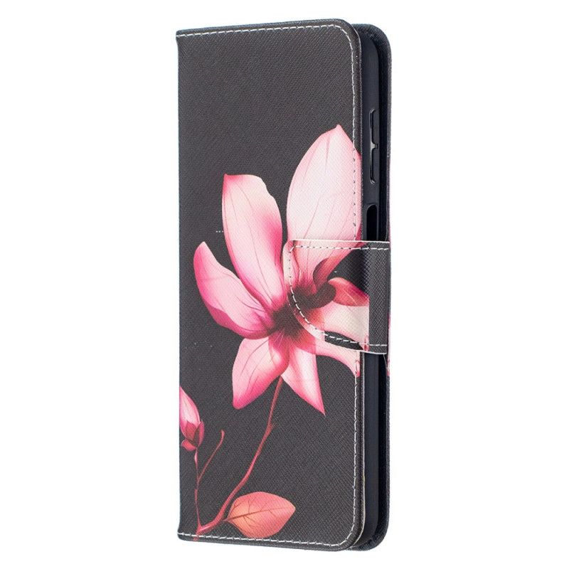 Flip Cover Læder for Samsung Galaxy A12 Lyserød Blomst