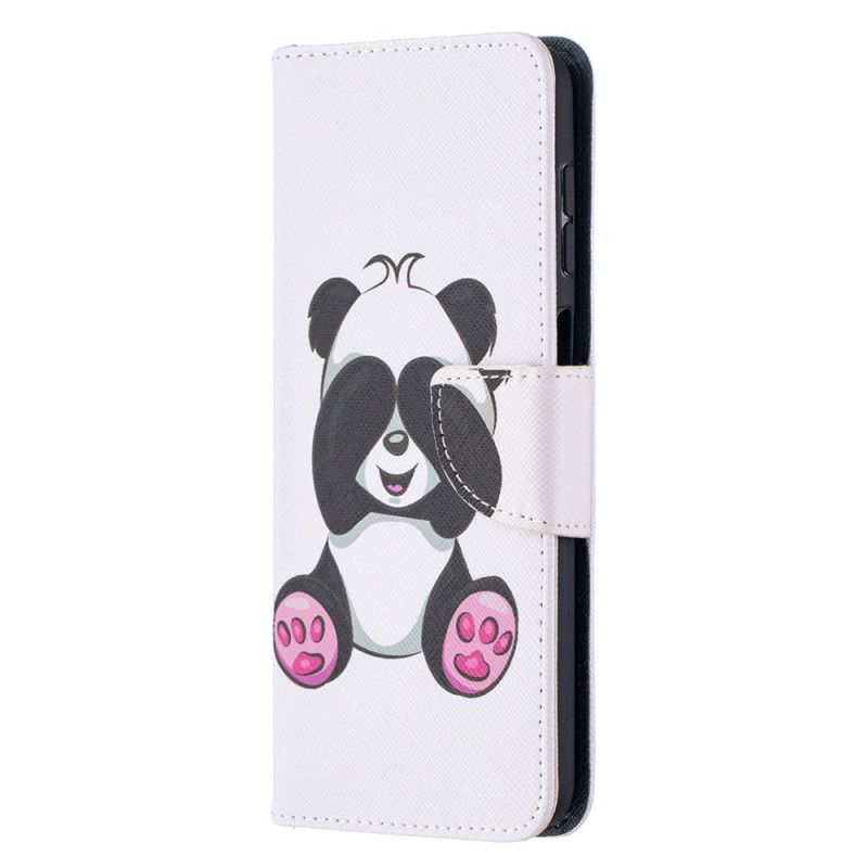 Flip Cover Læder for Samsung Galaxy A12 Sjov Panda