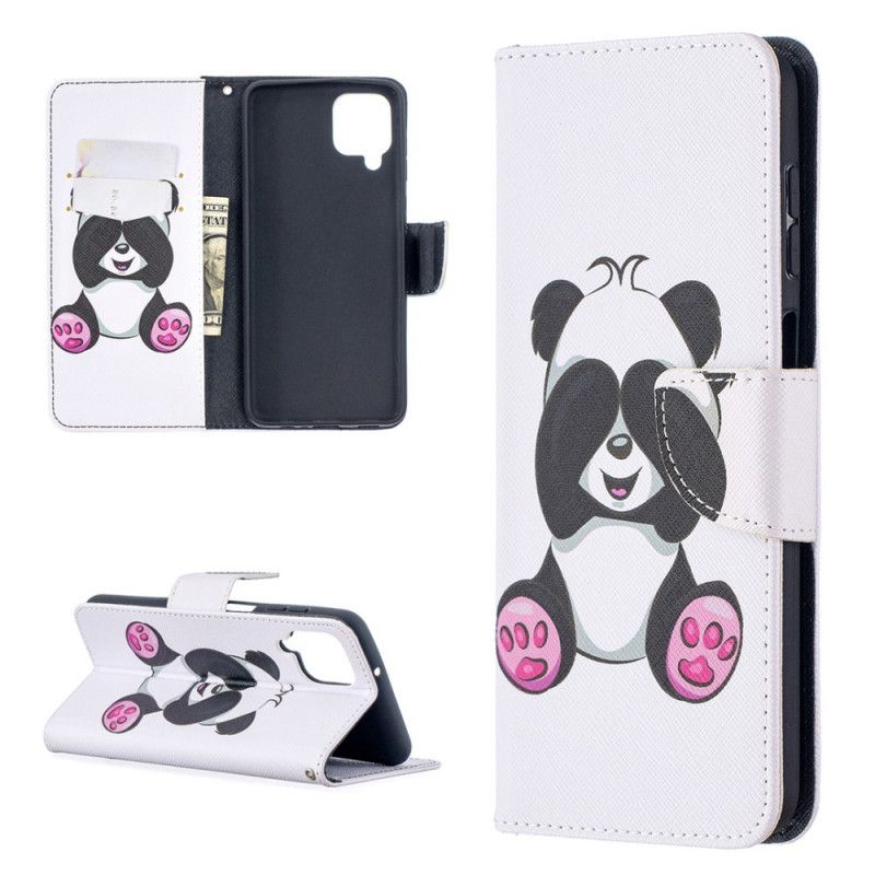 Flip Cover Læder for Samsung Galaxy A12 Sjov Panda