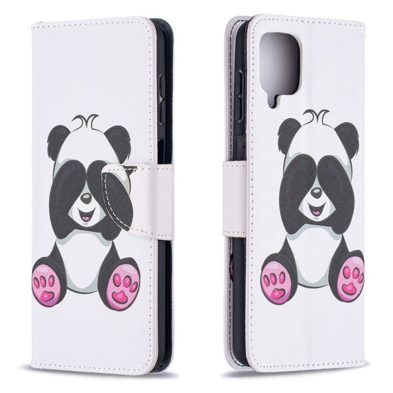 Flip Cover Læder for Samsung Galaxy A12 Sjov Panda