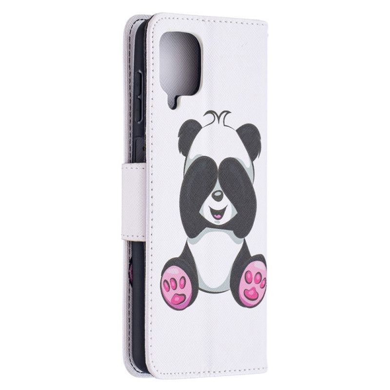 Flip Cover Læder for Samsung Galaxy A12 Sjov Panda