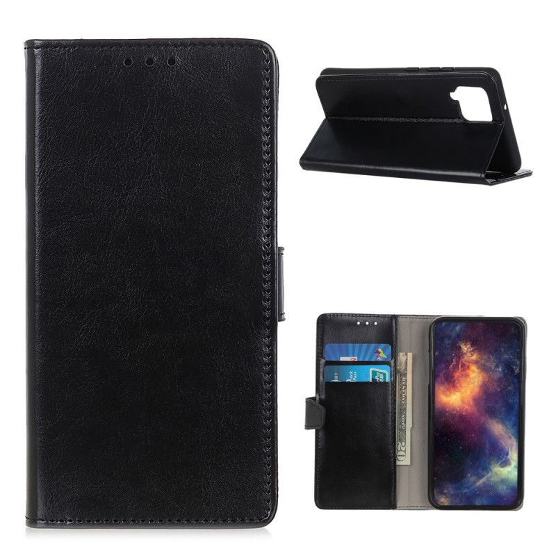 Flip Cover Læder for Samsung Galaxy A12 Sort Strålende