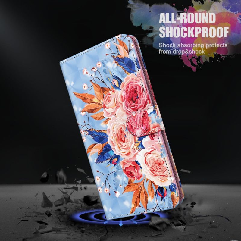 Flip Cover Læder Samsung Galaxy A12 Romantisk Lysplet Med Rem Original