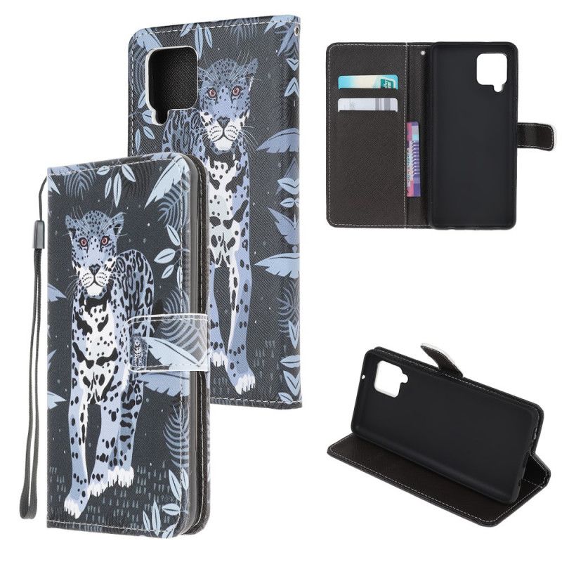 Flip Cover Samsung Galaxy A12 Leopard Med Rem