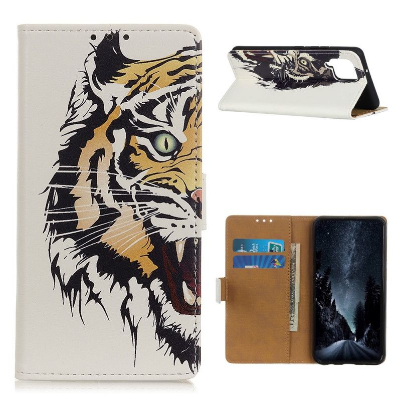 Flip Cover Samsung Galaxy A12 Mobilcover Hård Tiger