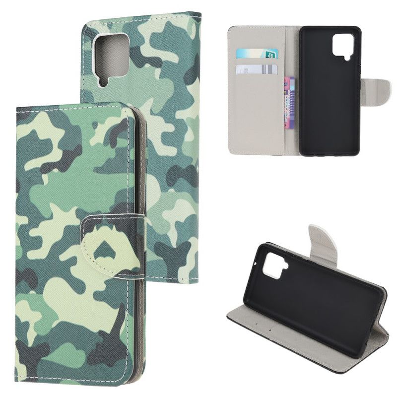 Flip Cover Samsung Galaxy A12 Mobilcover Militær Camouflage