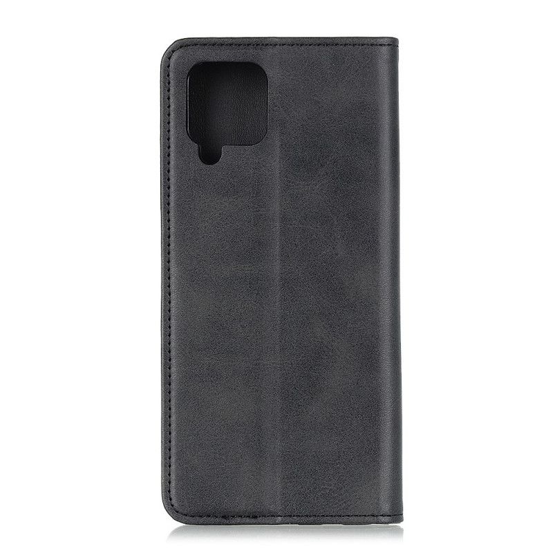 Læder Cover Samsung Galaxy A12 Sort Delt Læder