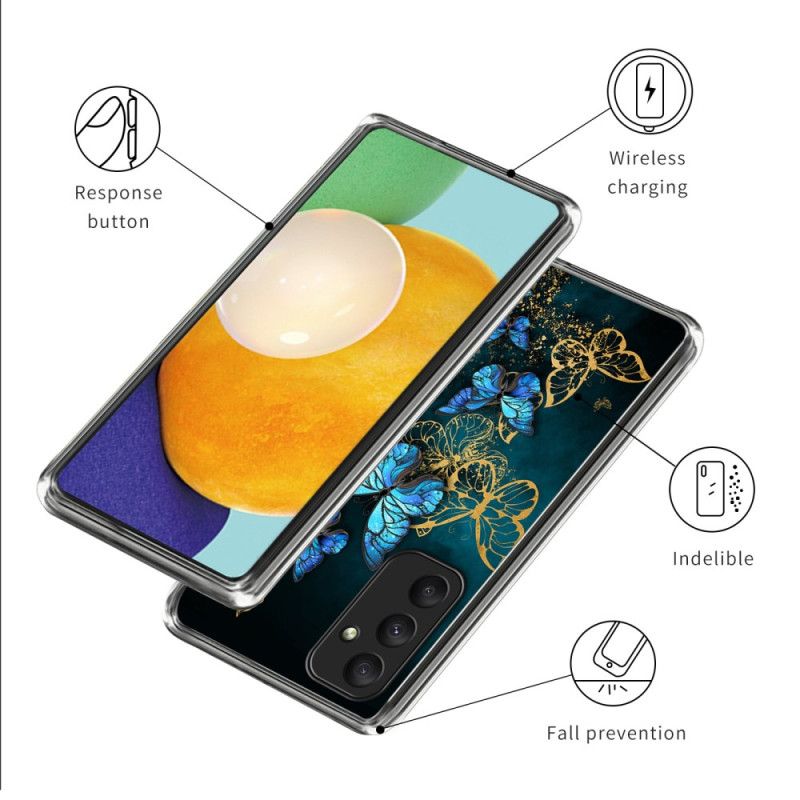 Cover Samsung Galaxy A55 5g Klynge Blå Sommerfugle