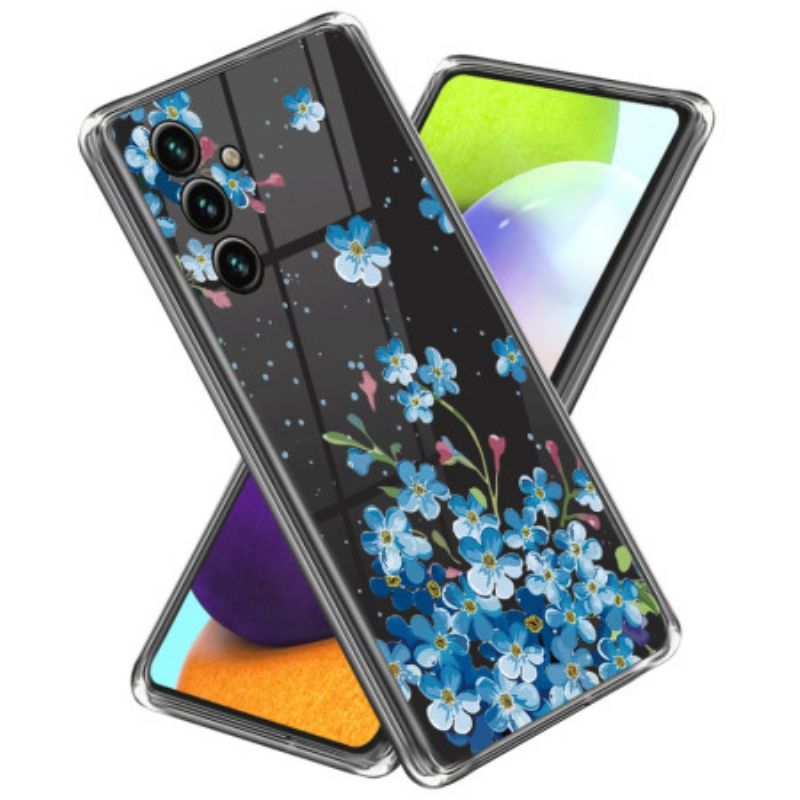 Cover Samsung Galaxy A55 5g Telefon Etui Blå Blomster