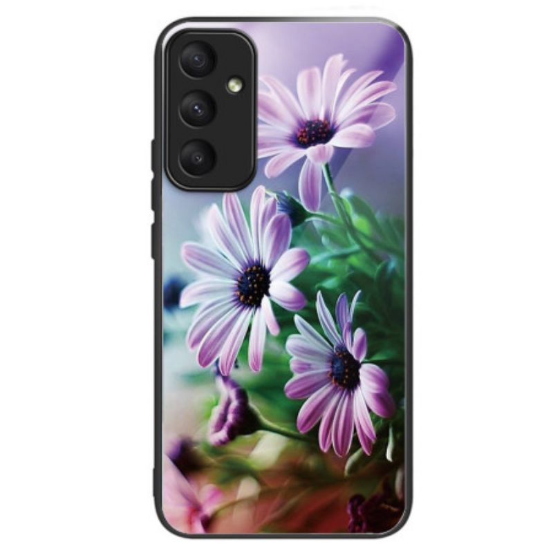 Cover Samsung Galaxy A55 5g Telefon Etui Lilla Krysantemum Hærdet Glas