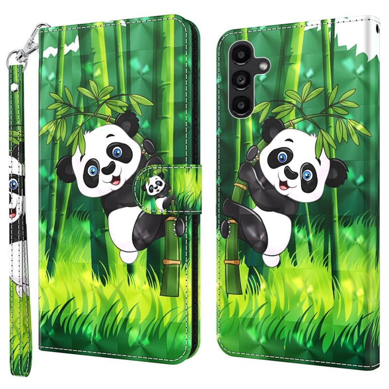 Flip Cover Til Samsung Galaxy A55 5g Bambus Panda Med Rem