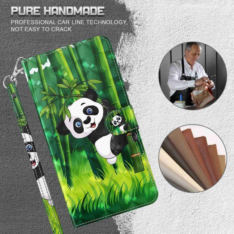 Flip Cover Til Samsung Galaxy A55 5g Bambus Panda Med Rem