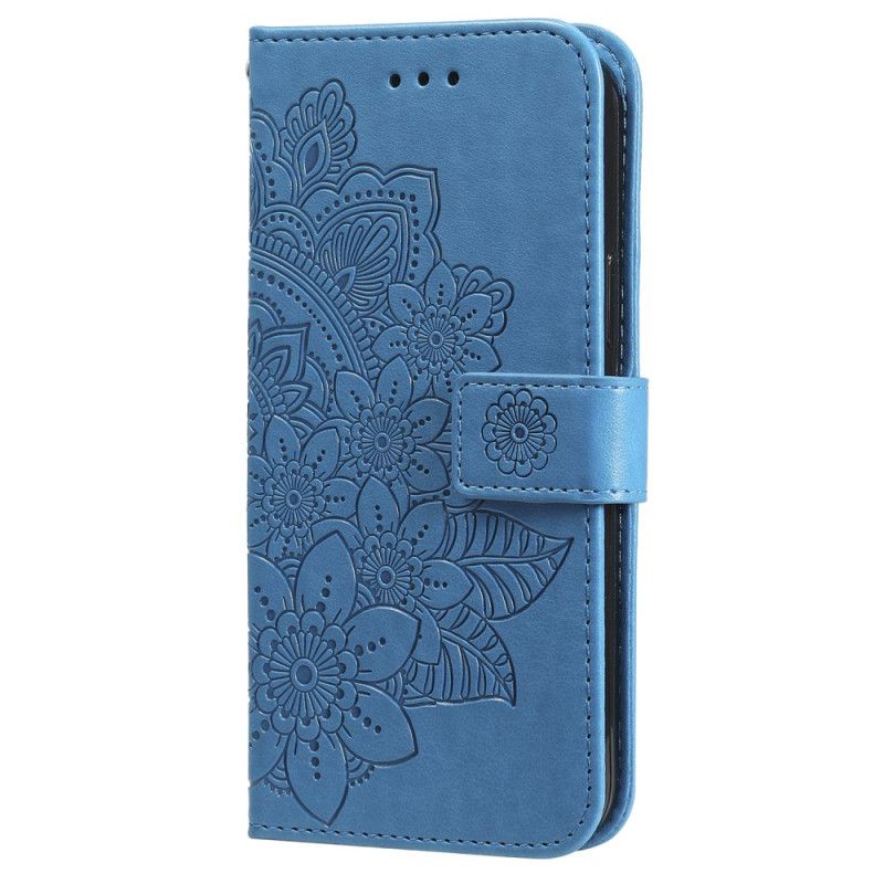 Læder Cover Samsung Galaxy A55 5g Telefon Etui Blomstermandala Med Rem