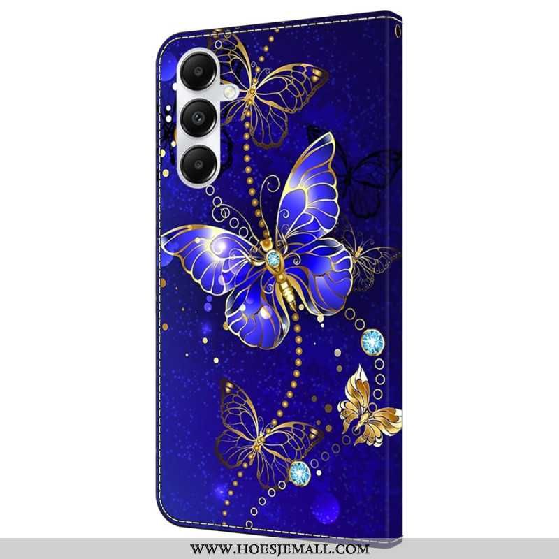 Læder Cover Samsung Galaxy A55 5g Telefon Etui Diamantsommerfugle