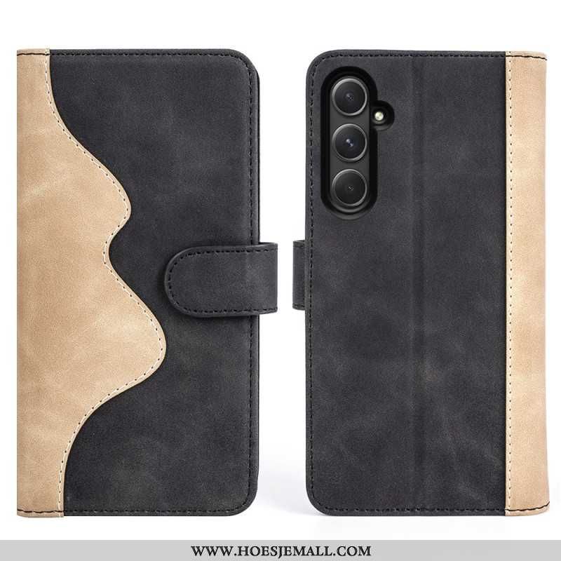 Læder Cover Samsung Galaxy A55 5g Telefon Etui Tofarvet Design