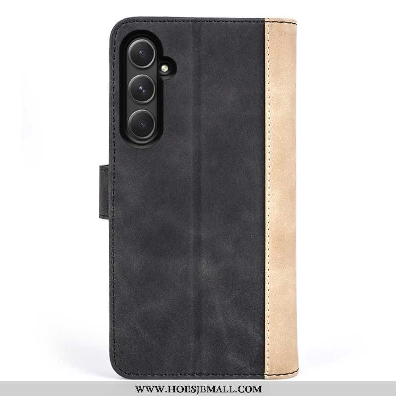 Læder Cover Samsung Galaxy A55 5g Telefon Etui Tofarvet Design