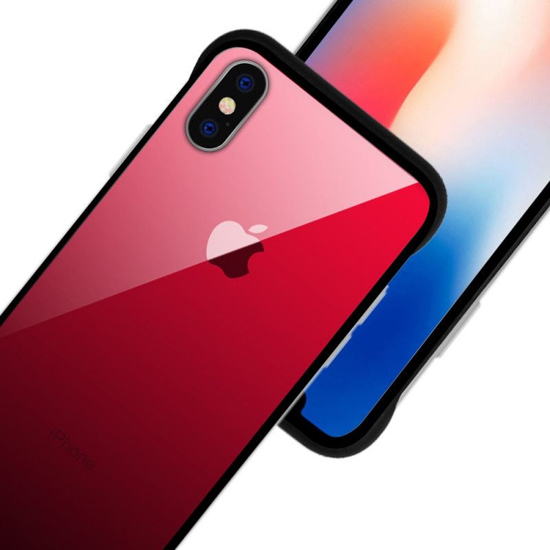 Cover for iPhone XS Rød Nxe Farver I Hærdet Glas