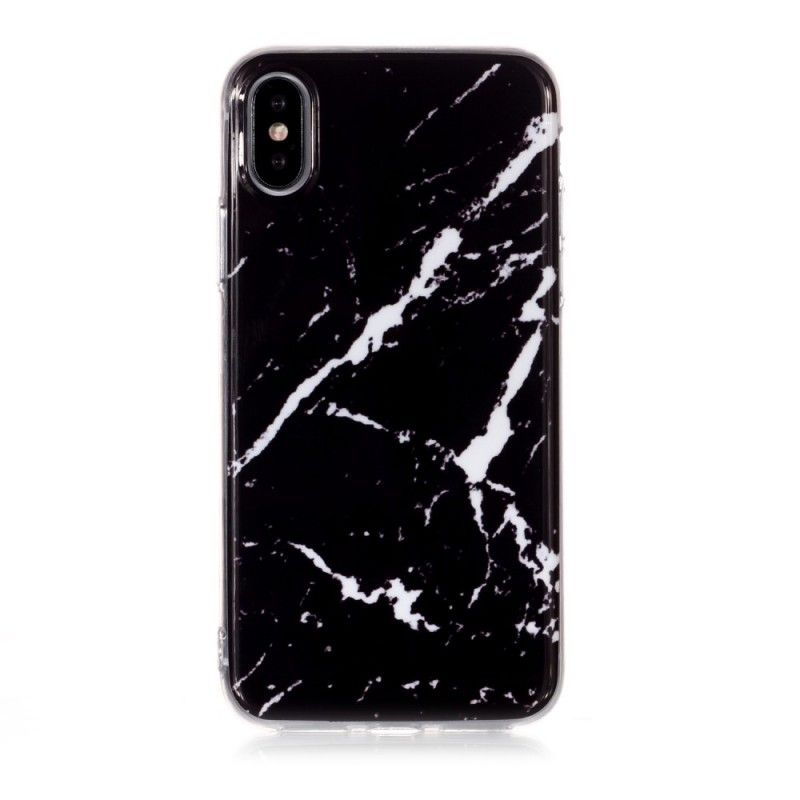 Cover for iPhone XS Sort Og Hvid Marmor