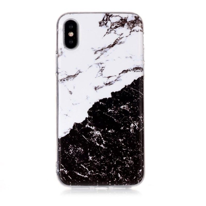 Cover iPhone XS Hvid Og Sort Marmor Beskyttelse