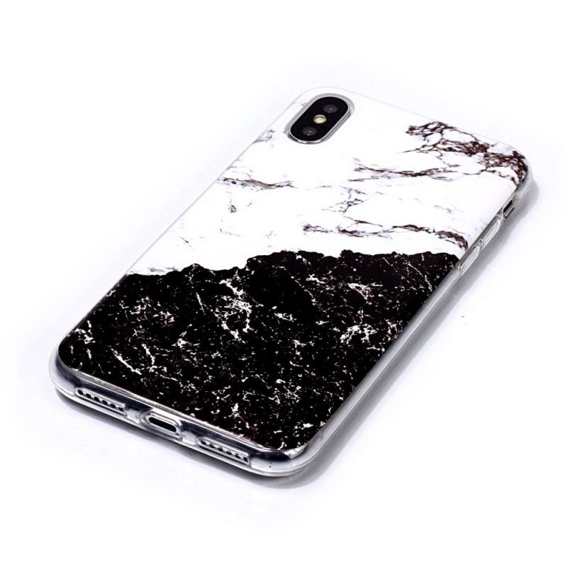 Cover iPhone XS Hvid Og Sort Marmor Beskyttelse