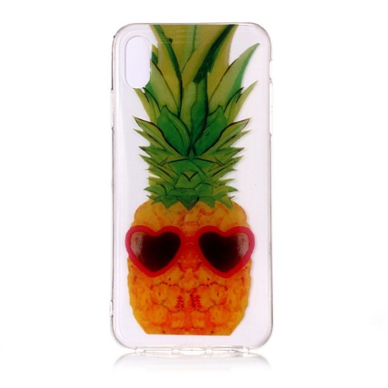 Cover iPhone XS Mobilcover Gennemsigtig Inkognito Ananas