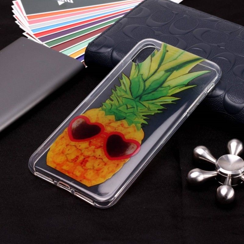 Cover iPhone XS Mobilcover Gennemsigtig Inkognito Ananas