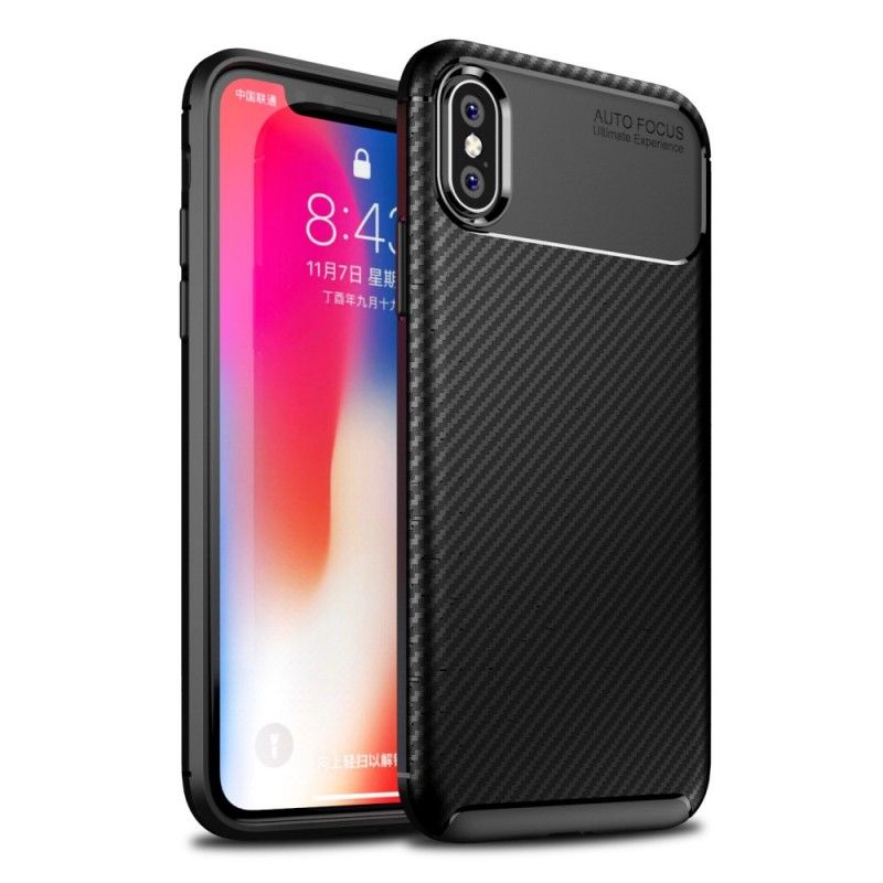 Cover iPhone XS Sort Fleksibel Kulfiberstruktur