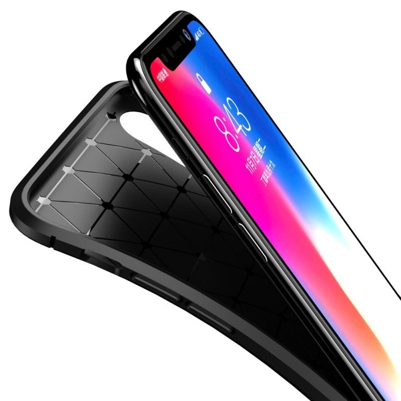 Cover iPhone XS Sort Fleksibel Kulfiberstruktur