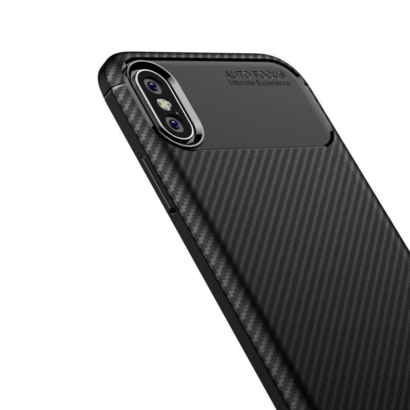 Cover iPhone XS Sort Fleksibel Kulfiberstruktur