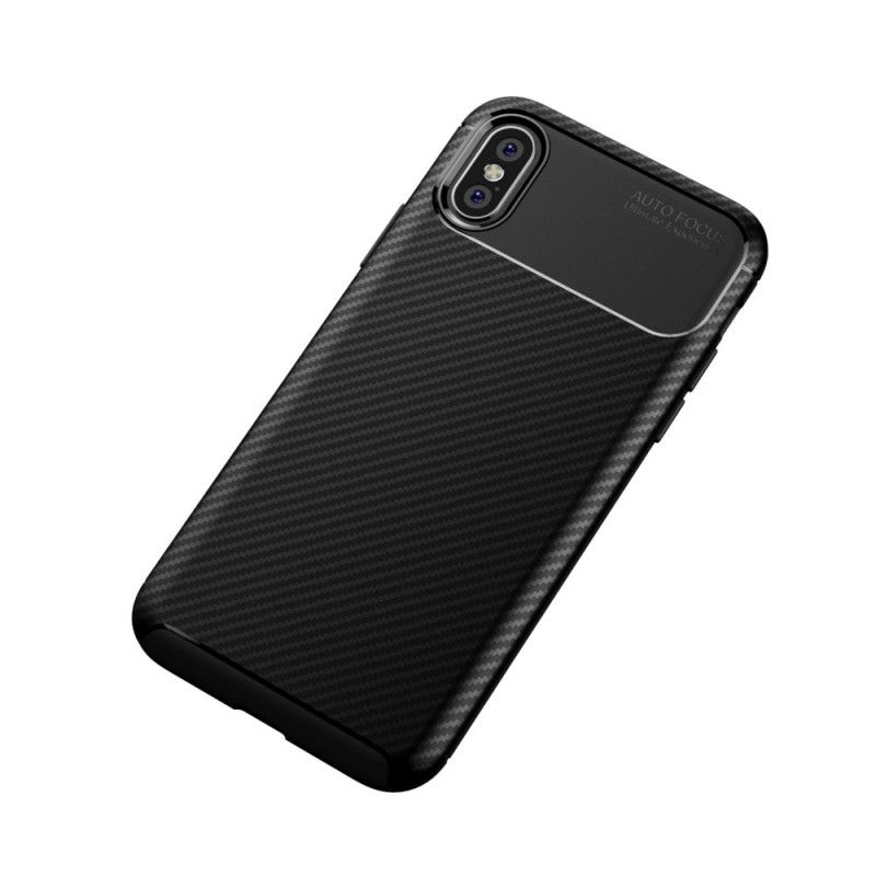 Cover iPhone XS Sort Fleksibel Kulfiberstruktur