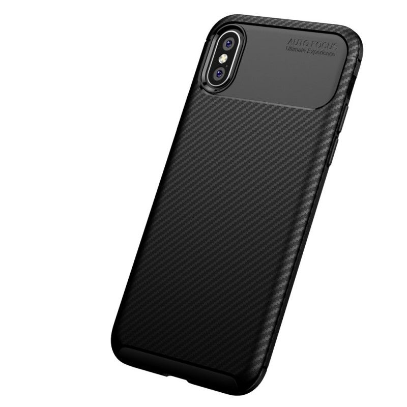 Cover iPhone XS Sort Fleksibel Kulfiberstruktur