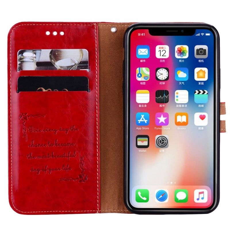 Flip Cover iPhone XS Sort Lædereffekt Hat Prins Olie Voks