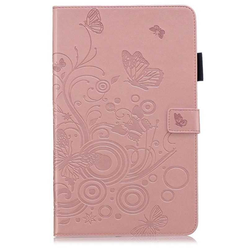 Flip Cover Læder for Samsung Galaxy Tab A 10.1 (2019) Lyseblå Sommerfugle Og Blomster