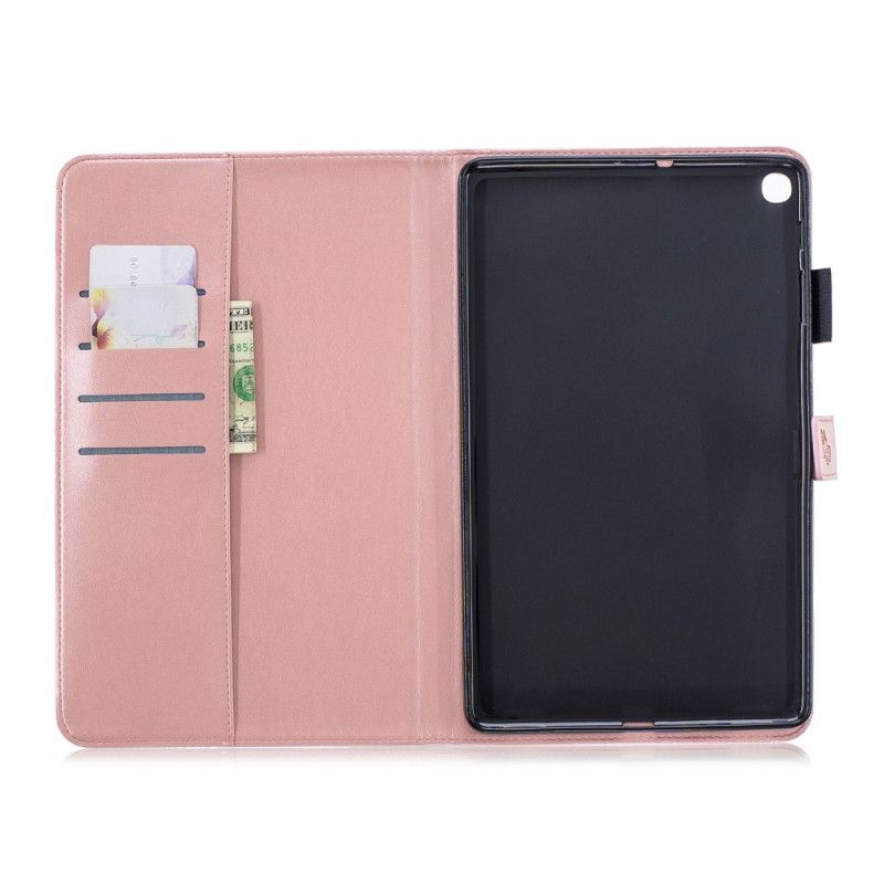 Flip Cover Læder for Samsung Galaxy Tab A 10.1 (2019) Lyseblå Sommerfugle Og Blomster