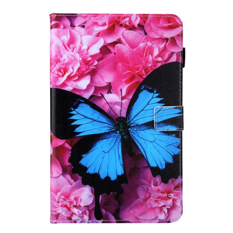 Flip Cover Læder for Samsung Galaxy Tab A 10.1 (2019) Magenta Blomster Sommerfugl