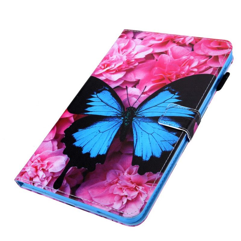 Flip Cover Læder for Samsung Galaxy Tab A 10.1 (2019) Magenta Blomster Sommerfugl