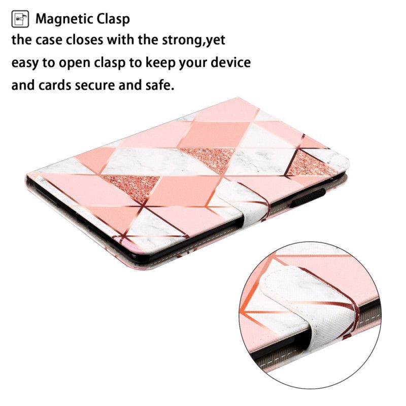 Flip Cover Læder Samsung Galaxy Tab A 10.1 (2019) Geometri Marmor Original