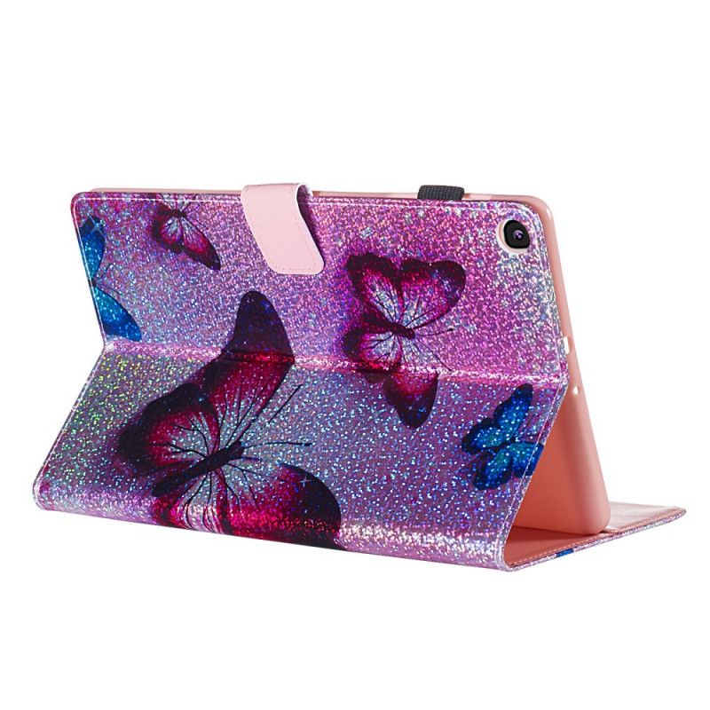 Flip Cover Læder Samsung Galaxy Tab A 10.1 (2019) Glitter Sommerfugle