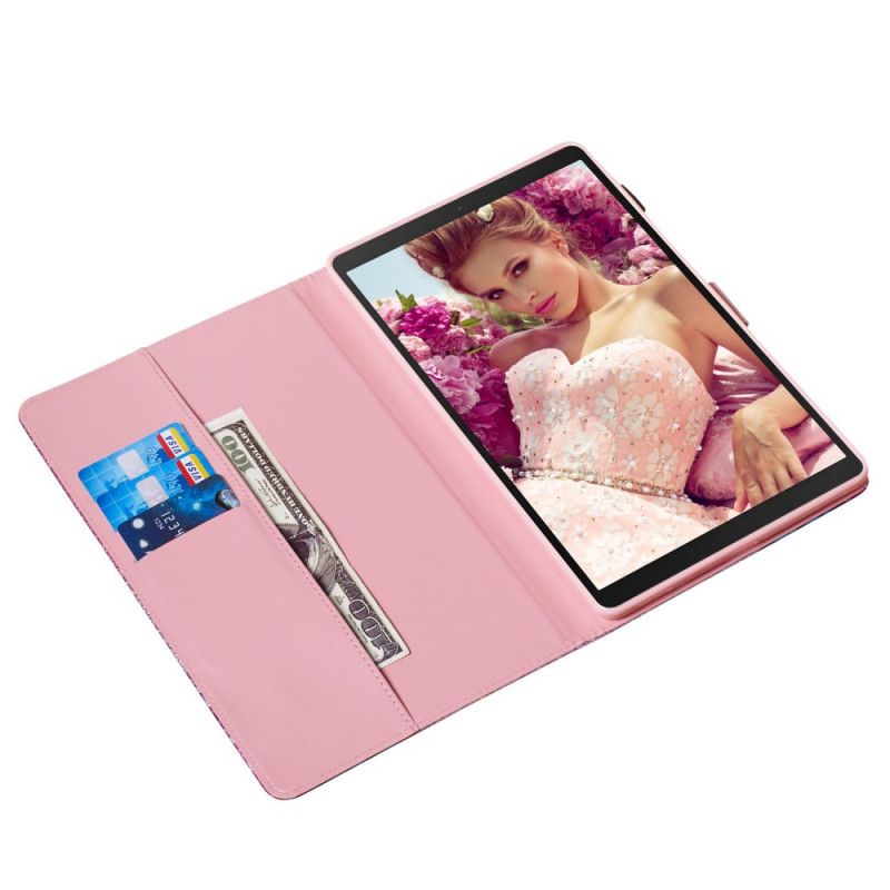 Flip Cover Læder Samsung Galaxy Tab A 10.1 (2019) Glitter Sommerfugle