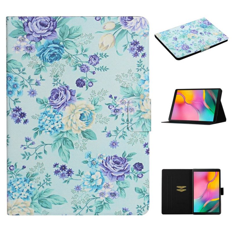 Flip Cover Læder Samsung Galaxy Tab A 10.1 (2019) Grå Blomster Blomster Blomster