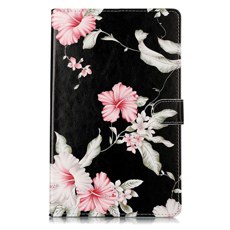 Flip Cover Læder Samsung Galaxy Tab A 10.1 (2019) Lyserøde Blomster Original