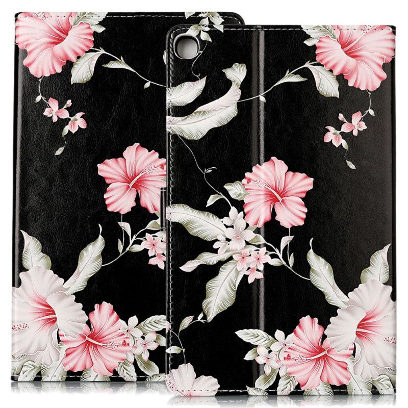 Flip Cover Læder Samsung Galaxy Tab A 10.1 (2019) Lyserøde Blomster Original