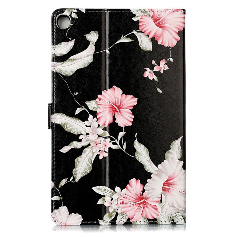 Flip Cover Læder Samsung Galaxy Tab A 10.1 (2019) Lyserøde Blomster Original