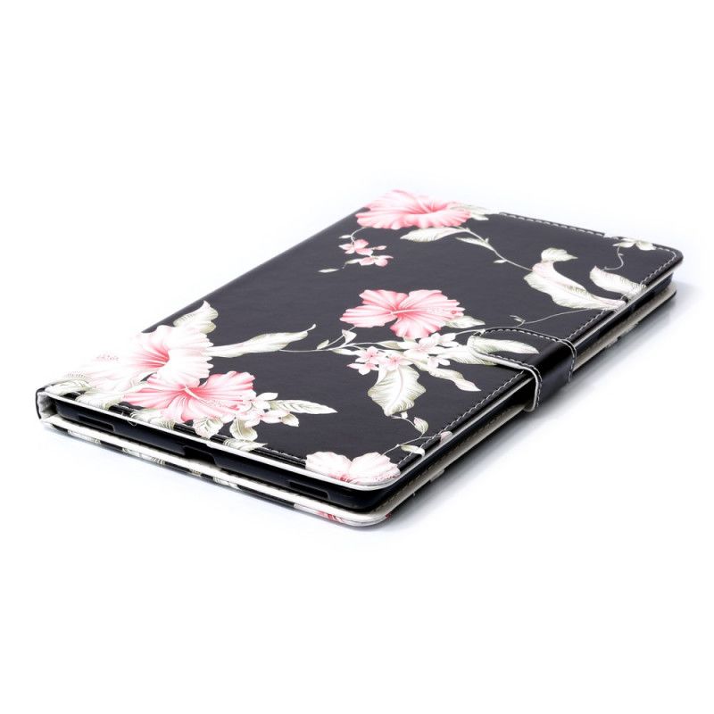 Flip Cover Læder Samsung Galaxy Tab A 10.1 (2019) Lyserøde Blomster Original